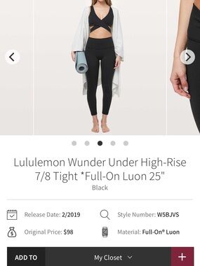 lululemon athletica Wunder Under High-Rise 7/8 Tight in Black